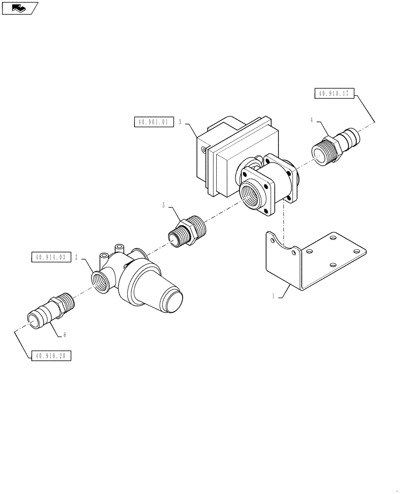 Схема запчастей Case IH 4430 - (40.910.19) - OUTER SECTION VALVE GROUP, 5 SECTION, LH/RH, 90 BOOM (40 ) - PLUMBING