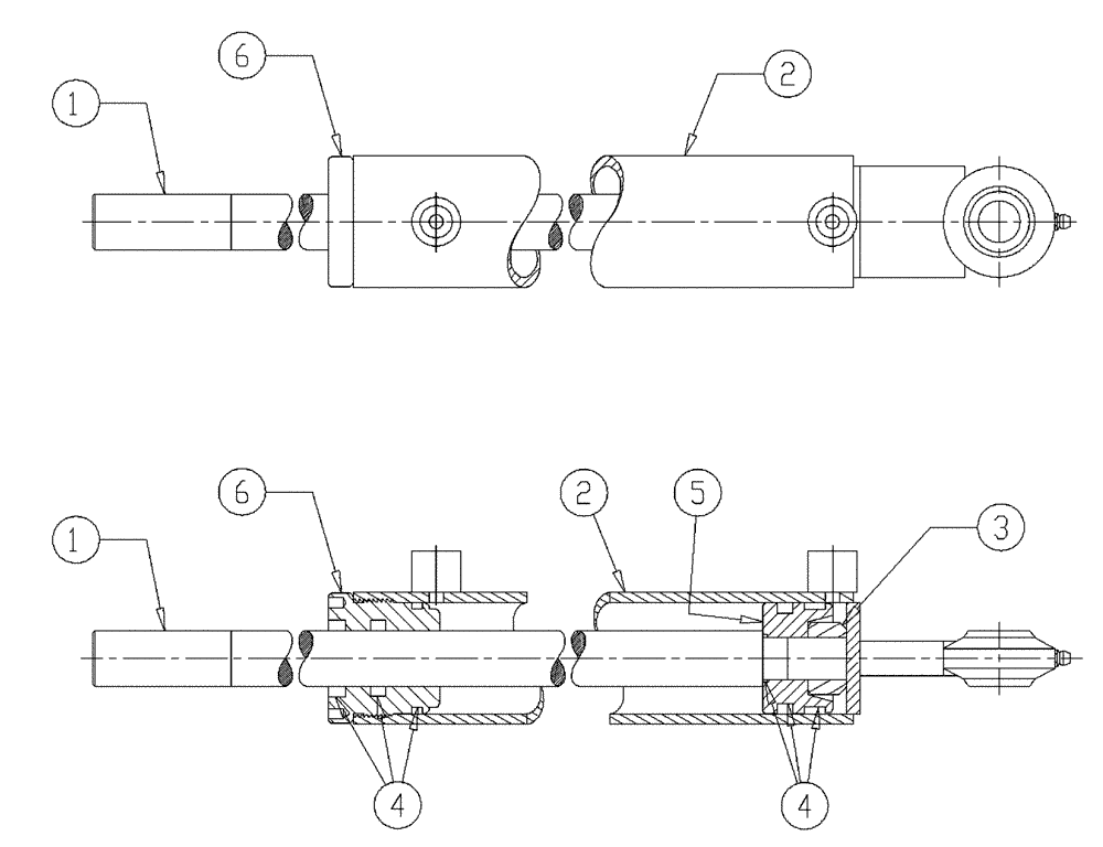 Схема запчастей Case IH 437 - (06-001) - CYLINDER, 2 INCH BX 10 INCH S, W/UNIBALL Hydraulic Plumbing