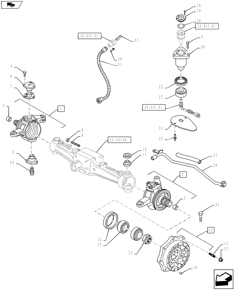 Схема запчастей Case IH PUMA 145 - (25.108.05) - CL.3 STANDARD FRONT AXLE - STEERING KNUCKLE - SENSOR - HUB (25) - FRONT AXLE SYSTEM