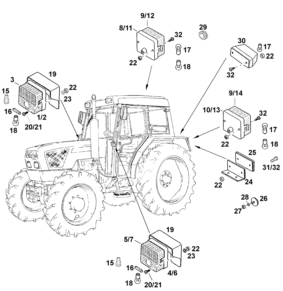 Схема запчастей Case IH C55 - (04-22[01]) - LAMPS FLASH AND STOP LIGHT (04) - ELECTRICAL SYSTEMS