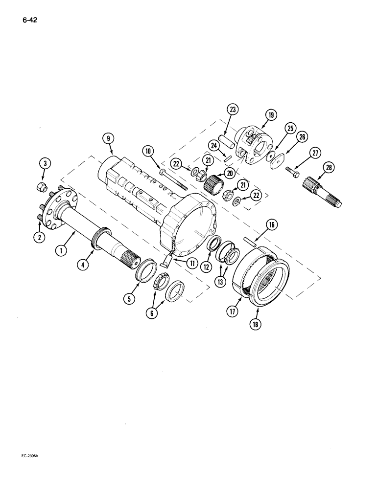 Схема запчастей Case IH 695 - (6-042) - REAR AXLE AND CARRIER (06) - POWER TRAIN