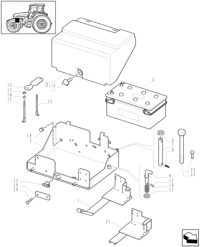 Схема запчастей Case IH MXU110 - (1.74.2[01]) - BATTERY, COVERS AND RELATED SUPPORTS - C5335 (06) - ELECTRICAL SYSTEMS