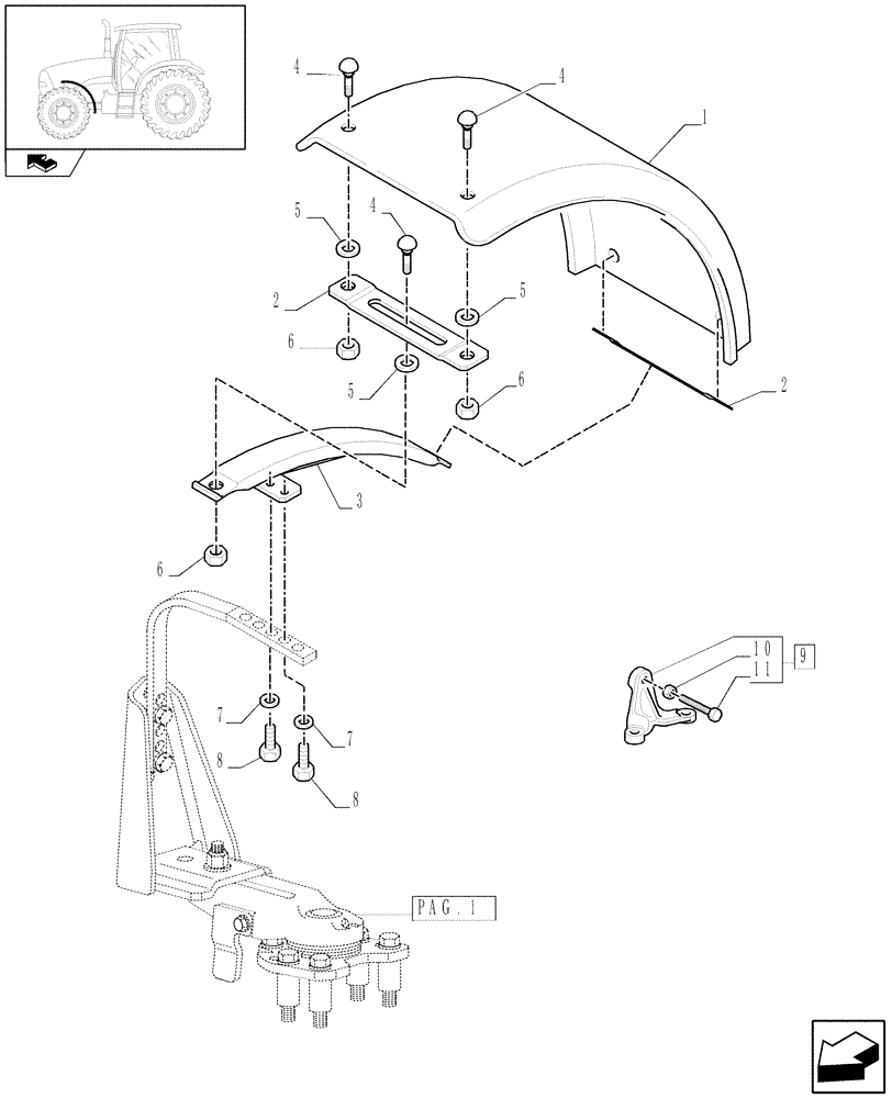 Схема запчастей Case IH PUMA 115 - (1.87.4[02]) - 4WD DYNAMIC FRONT FENDERS WITH AXLE WITH BRAKE - C5799 (VAR.333884-334884-335884-337884) (08) - SHEET METAL