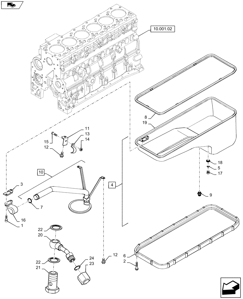 Схема запчастей Case IH MAGNUM 190 - (10.102.01[01]) - SUMP PUMP & OIL PAN (10) - ENGINE