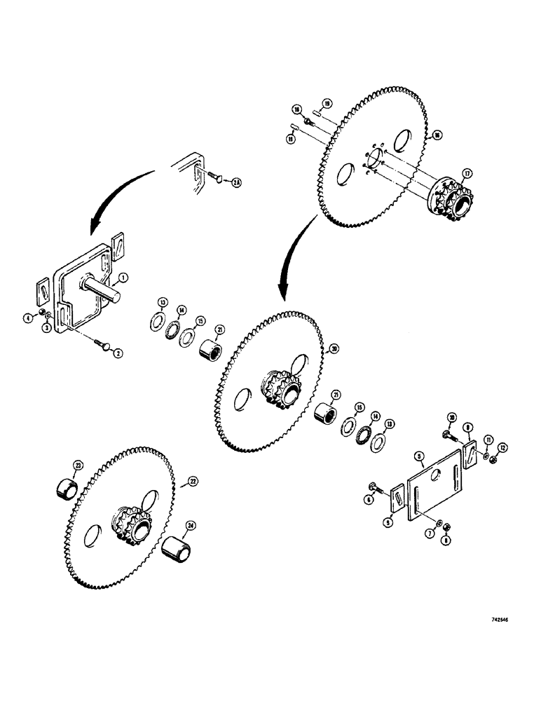 Схема запчастей Case IH 1500-SERIES - (046) - MAIN DRIVE SPROCKET ASSEMBLY (14) - MAIN GEARBOX & DRIVE