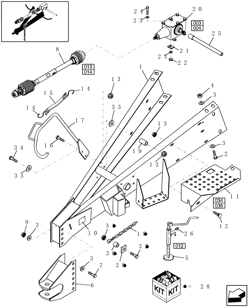 Схема запчастей Case IH RBX561 - (011) - HITCH & DRIVELINE (37) - HITCHES, DRAWBARS & IMPLEMENT COUPLINGS