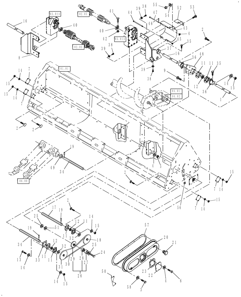 Схема запчастей Case IH 2212 - (03.01) - MAIN DRIVE (58) - ATTACHMENTS/HEADERS