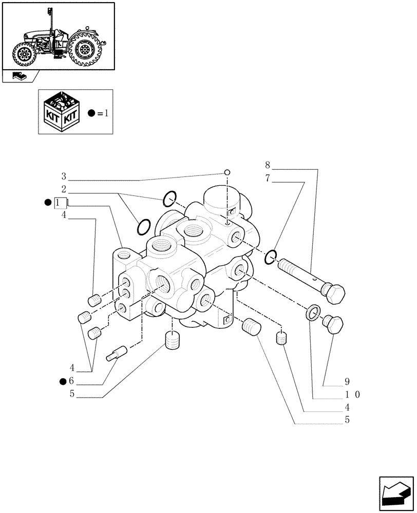 Схема запчастей Case IH FARMALL 65C - (1.33.1/05[01A]) - REAR MECH. DIFF. LOCK FOR POWER SHUTTLE - SOLENOID VALVE CAPS - D6389 (VAR.332381) (04) - FRONT AXLE & STEERING