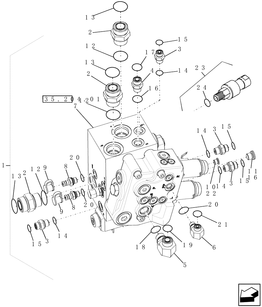 Схема запчастей Case IH 9010 - (35.204.10) - VALVE, HYDRAULIC - MAIN STACK (35) - HYDRAULIC SYSTEMS