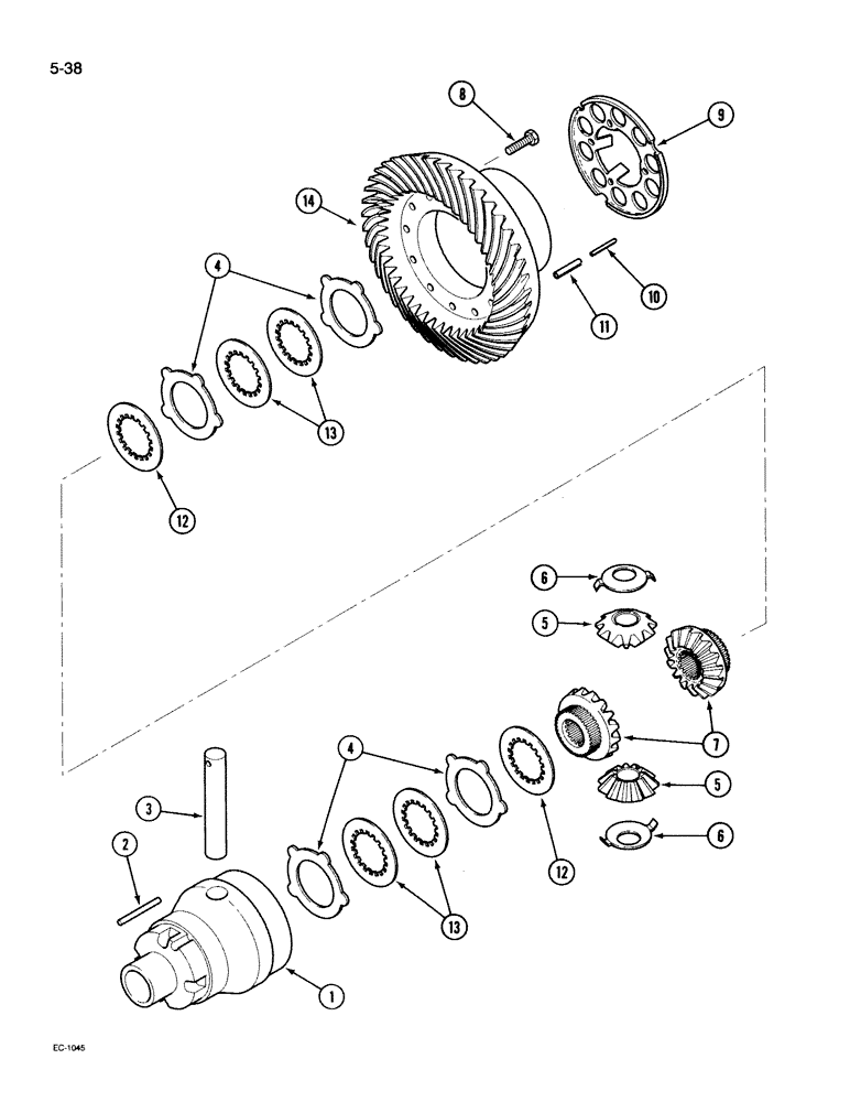 Схема запчастей Case IH 395 - (5-038) - MECHANICAL FRONT DRIVE "ZF", DIFFERENTIAL, LIMITED SLIP (05) - STEERING