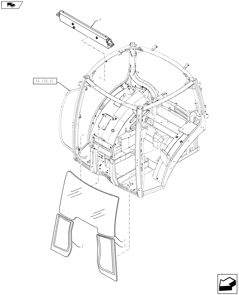 Схема запчастей Case IH PUMA 145 - (90.156.01) - WINDSHIELD - FRONT (90) - PLATFORM, CAB, BODYWORK AND DECALS