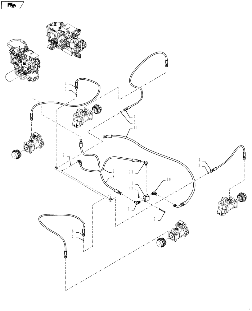 Схема запчастей Case IH 3330 - (29.100.04) - DRIVE CONTROL HYDRAULIC GROUP (29) - HYDROSTATIC DRIVE