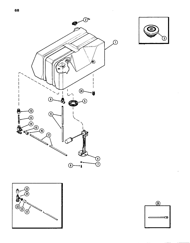 Схема запчастей Case IH 770 - (068) - FUEL TANK & LINES, (251B) SPARK IGNITION ENGINE (03) - FUEL SYSTEM