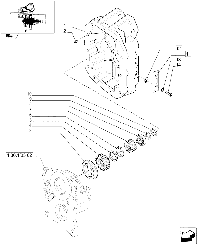 Схема запчастей Case IH PUMA 195 - (1.80.1/03[03]) - (VAR.335) PTO 540E/1000 RPM WITH INTERCHANGEABLE SHAFTS - COVER AND GEARS (07) - HYDRAULIC SYSTEM