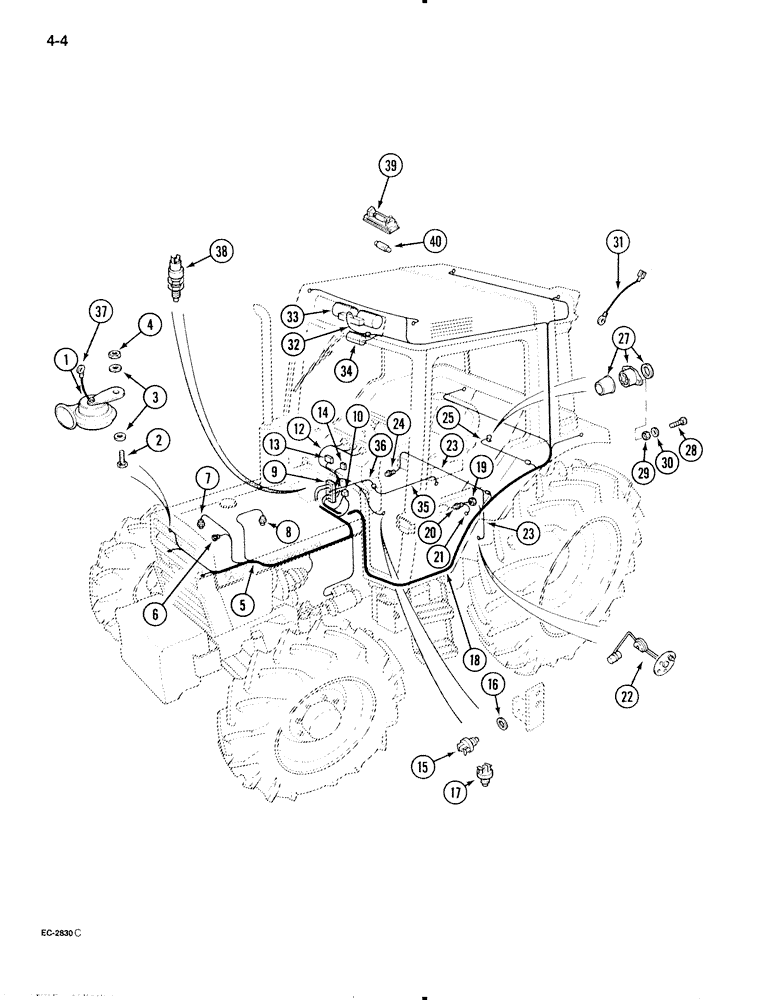 Схема запчастей Case IH 695 - (4-04) - CHASSIS HARNESS AND SWITCHES, TRACTOR WITH CAB (04) - ELECTRICAL SYSTEMS