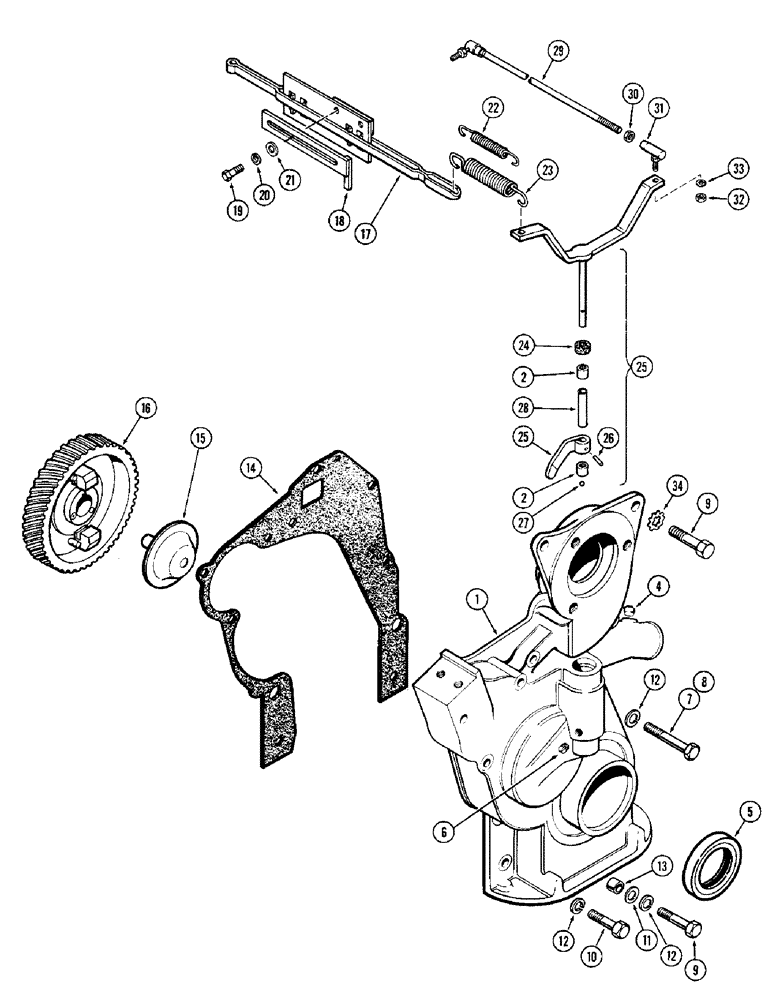 Схема запчастей Case IH M570AT - (022) - GOVERNOR AND TIMING GEAR COVER, (159) SPARK IGNITION ENGINE (02) - ENGINE