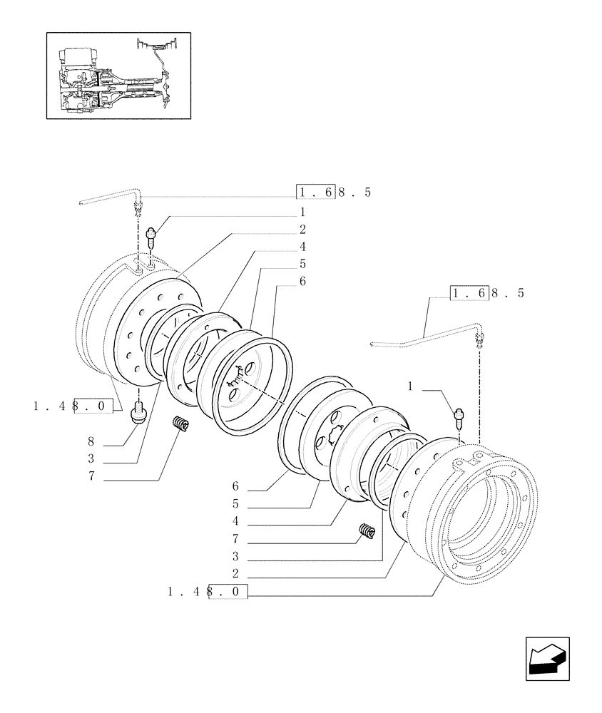 Схема запчастей Case IH JX90U - (1.65.3) - TRANSMISSION BRAKE - PARTS (05) - REAR AXLE