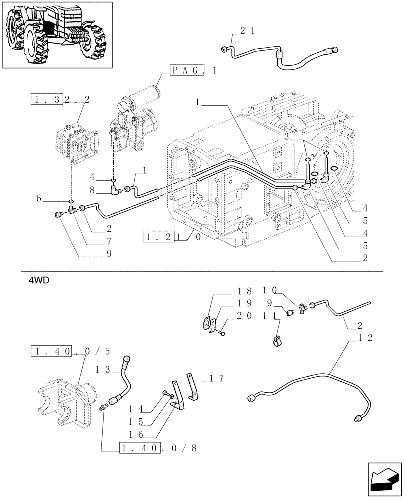 Схема запчастей Case IH MXM120 - (1.32.8[03]) - PUMPS FOR HYDRAULIC SYSTEM AND LIFT (03) - TRANSMISSION