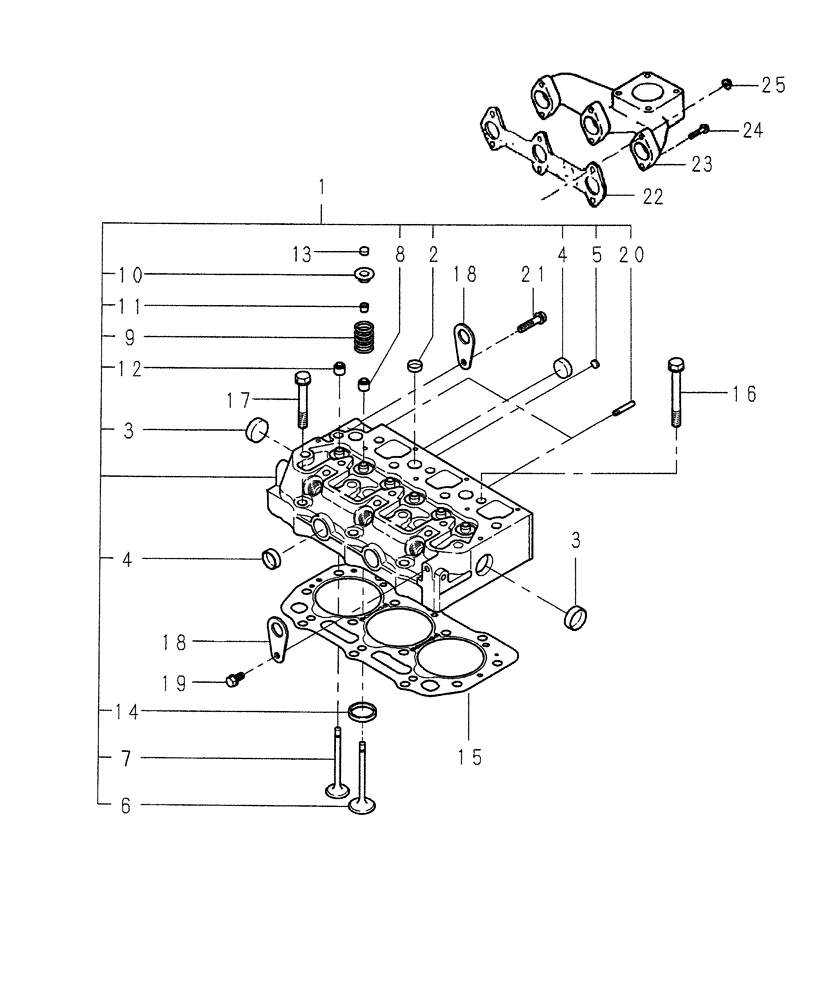 Схема запчастей Case IH DX35 - (01.04) - CYLINDER HEAD (01) - ENGINE