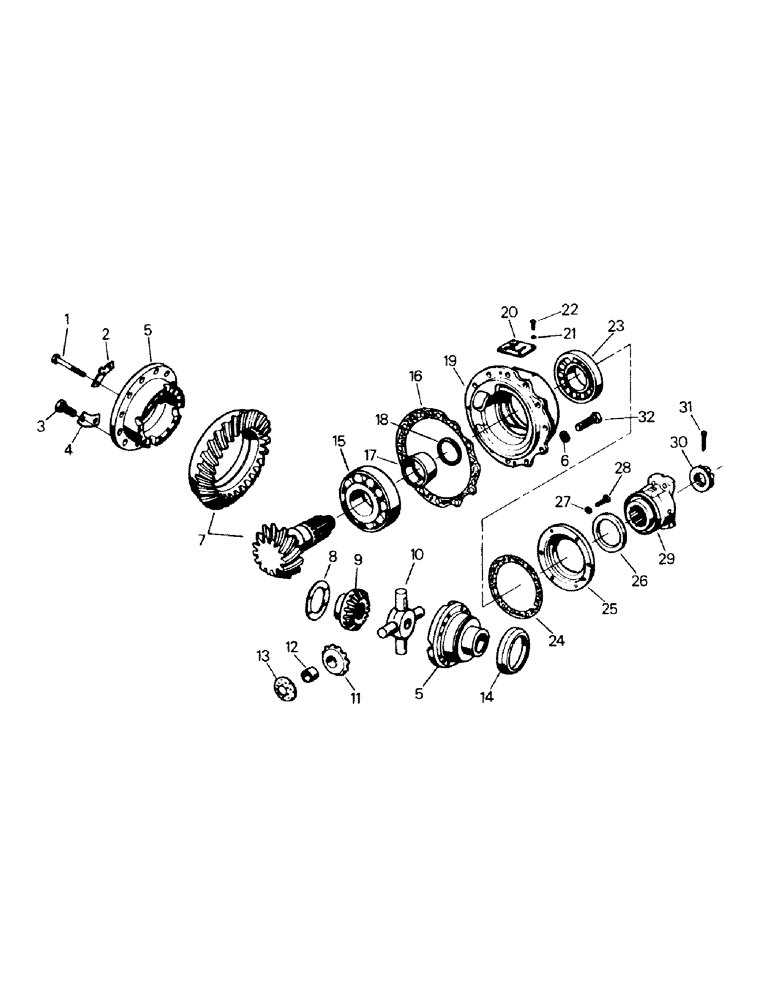 Схема запчастей Case IH CM325 - (04-53) - DIFFERENTIAL ASSEMBLY, K598.00/10 AND 20/30, BSN 3961 4/23/84 ONLY (04) - Drive Train