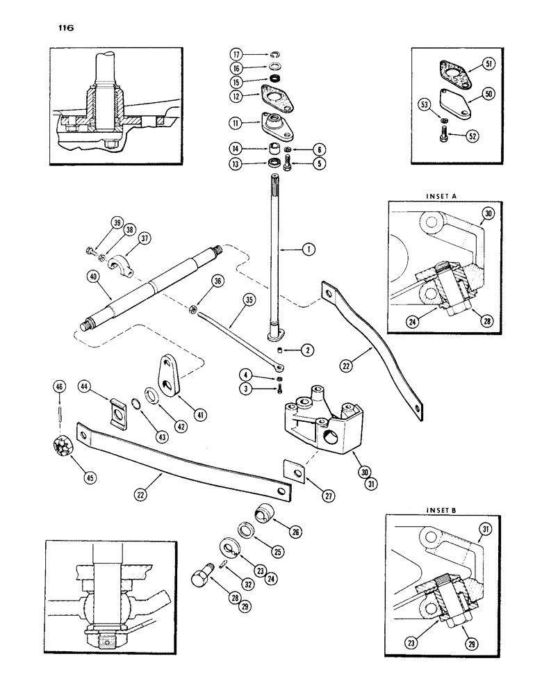 Схема запчастей Case IH 1030 - (116) - DRAFT-O-MATIC LOWER SENSING LINKAGE, FIRST USED TRANSMISSION SERIAL NUMBER 2221982 (06) - POWER TRAIN