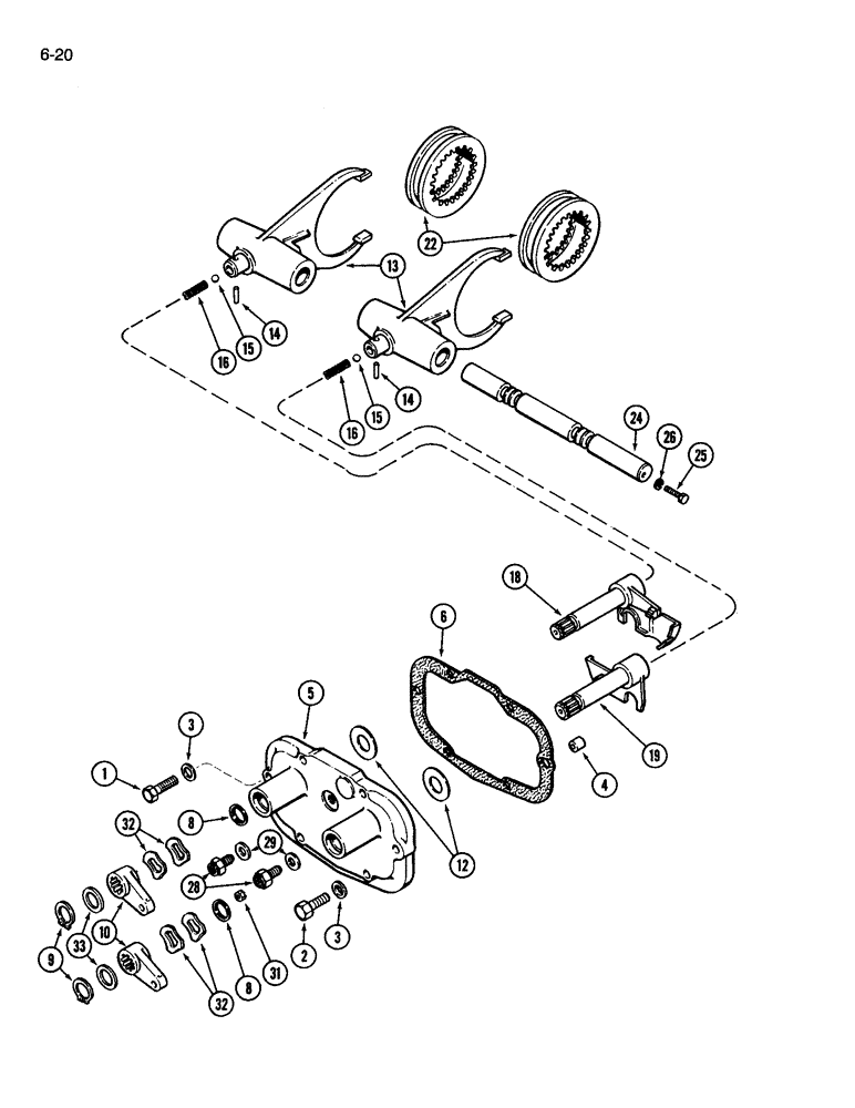 Схема запчастей Case IH 3594 - (6-020) - GEAR SHIFT MECHANISM (06) - POWER TRAIN