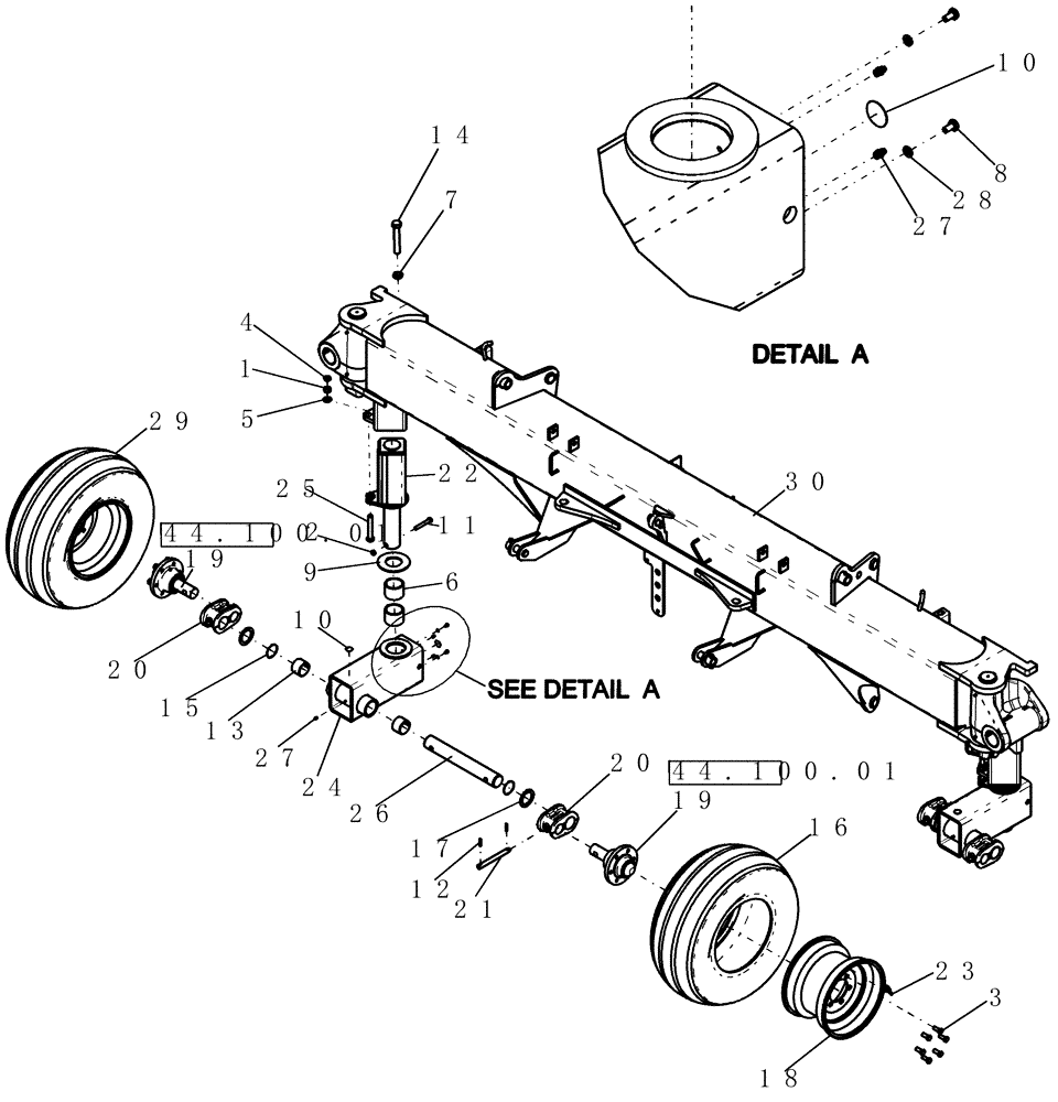 Схема запчастей Case IH 800 - (39.100.01) - BEAM, CENTER CASTER AND TIRES (39) - FRAMES AND BALLASTING