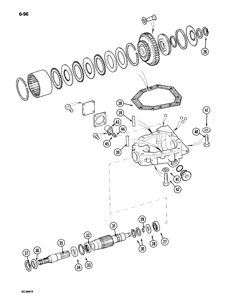 Схема запчастей Case IH 895 - (6-096) - MECHANICAL FRONT DRIVE, TRANSFER GEARBOX (06) - POWER TRAIN