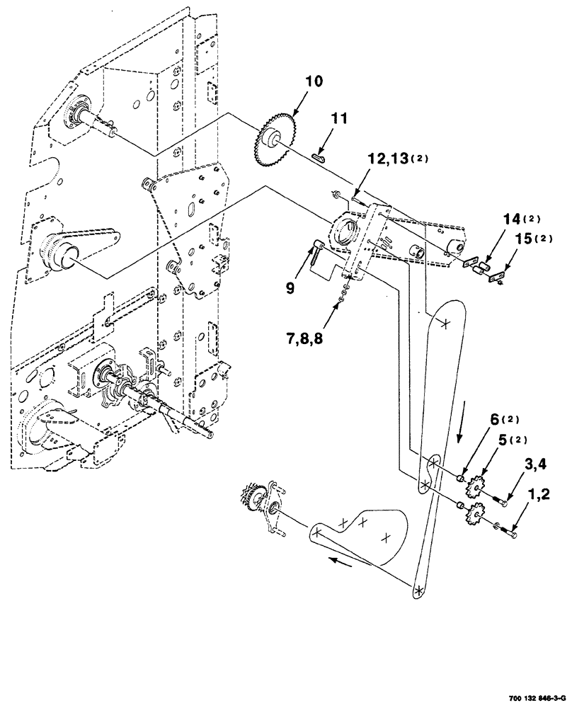 Схема запчастей Case IH RS561 - (02-042) - ROLLER DRIVE ASSEMBLY (UPPER) S.N. CFH0156400 AND LATER Driveline