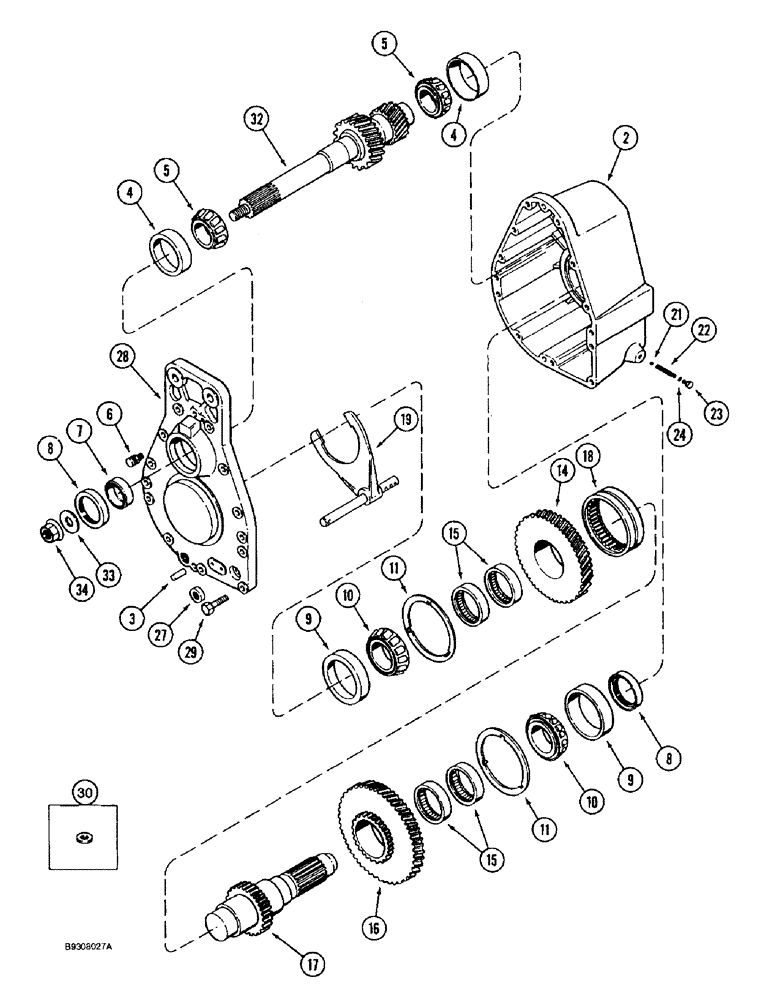 Схема запчастей Case IH 1644 - (9B-10) - ROTOR DRIVE, GEAR HOUSING (14) - ROTOR, CONCANVES & SIEVE