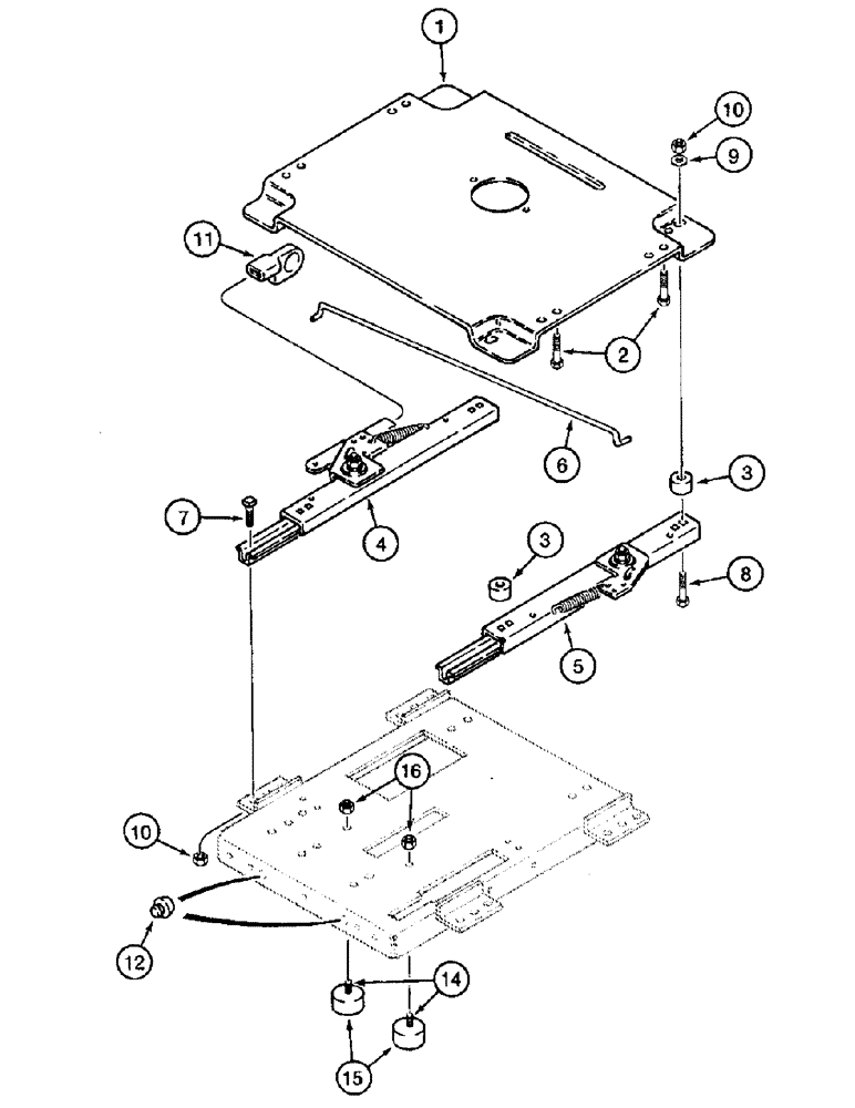 Схема запчастей Case IH 8950 - (9-044) - STANDARD AIR SUSPENSION SEAT, MOUNTING PLATE AND SLIDES (09) - CHASSIS/ATTACHMENTS