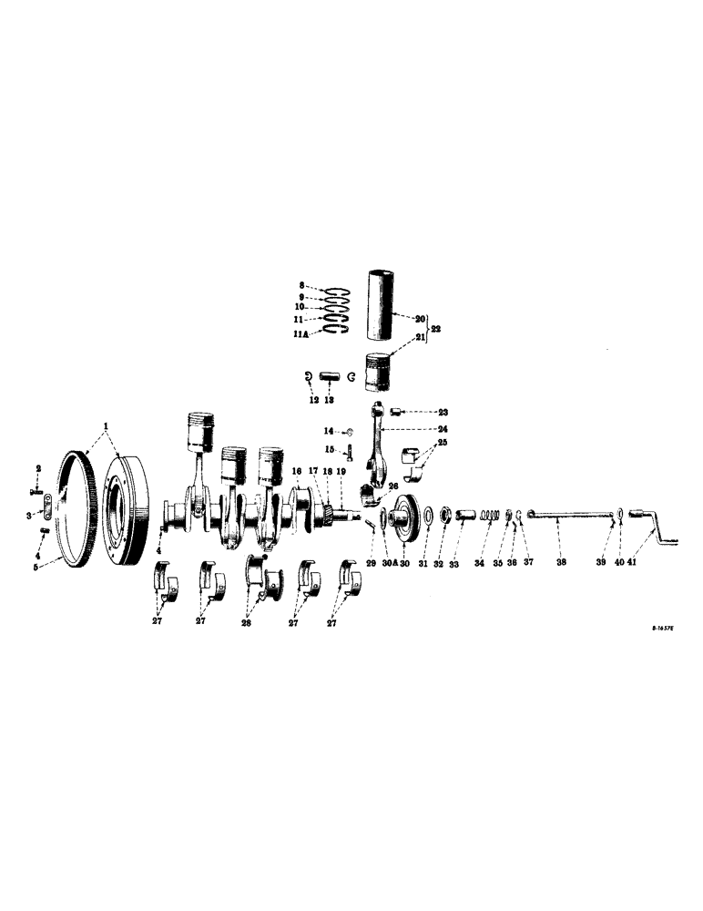 Схема запчастей Case IH SUPER M - (065) - DIESEL ENGINE, CRANKSHAFT, RODS, PISTONS, CYLINDER SLEEVES, DRIVE PULLEY, FLYWHEEL & STARTING CRANK (01) - ENGINE