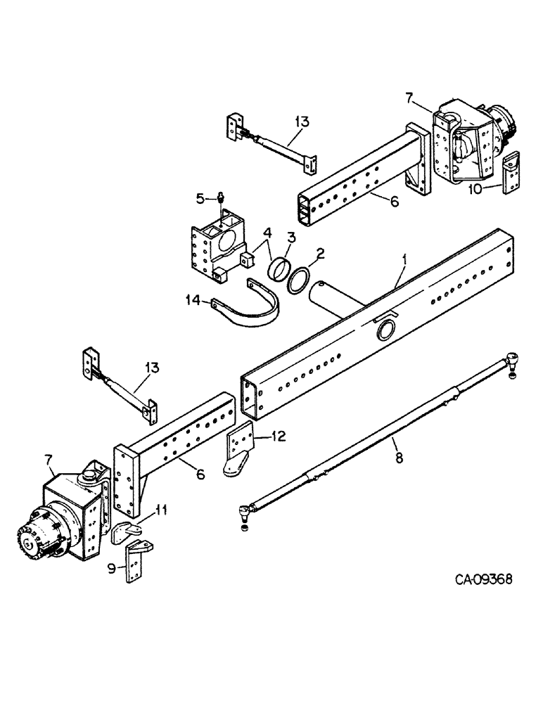 Схема запчастей Case IH 1480 - (15-14) - WHEEL AND TRACTION, POWER GUIDE WHEELS, SERIAL NO. 54299 AND ABOVE, AXLE AND CONNECTIONS Wheels & Traction