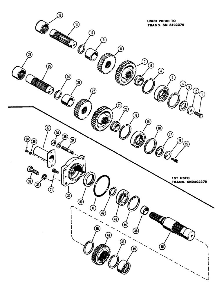 Схема запчастей Case IH 1175 - (152) - P.T.O. IDLER SHAFT, SINGLE SPEED, USED PRIOR TO TRANSMISSION SERIAL NUMBER 2402370 (06) - POWER TRAIN