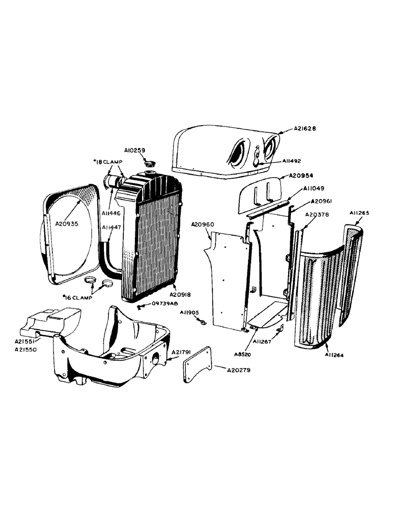 Схема запчастей Case IH 940 - (2-060) - RADIATOR AND GRILLE, SEE PAGE 24 OF SUPPLEMENT (02) - ENGINE