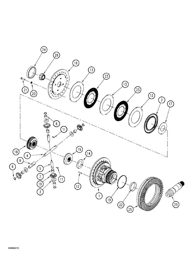 Схема запчастей Case IH 9370 QUADTRAC - (6-092) - AXLE ASSEMBLY, DIFFERENTIAL (06) - POWER TRAIN