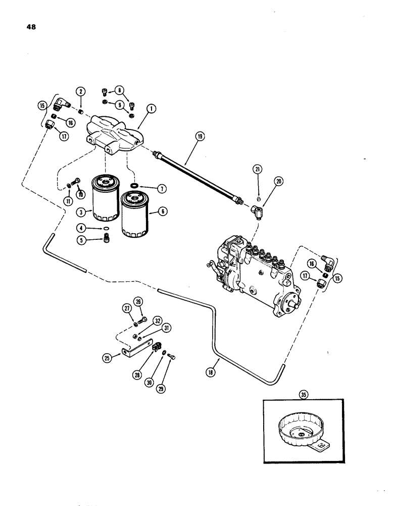 Схема запчастей Case IH 1270 - (048) - FUEL INJECTION FILTER SYSTEM, 451BDT, DIESEL ENGINE (03) - FUEL SYSTEM