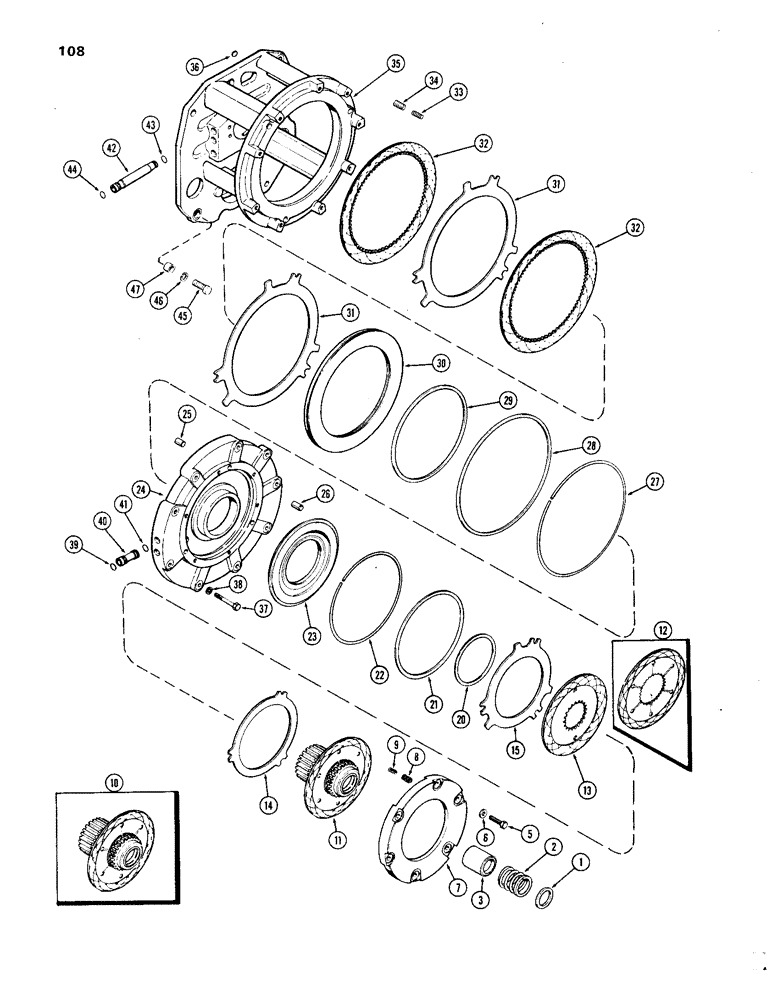 Схема запчастей Case IH 1270 - (108) - CLUTCH, (C-1) AND (C-4) CLUTCHES (06) - POWER TRAIN