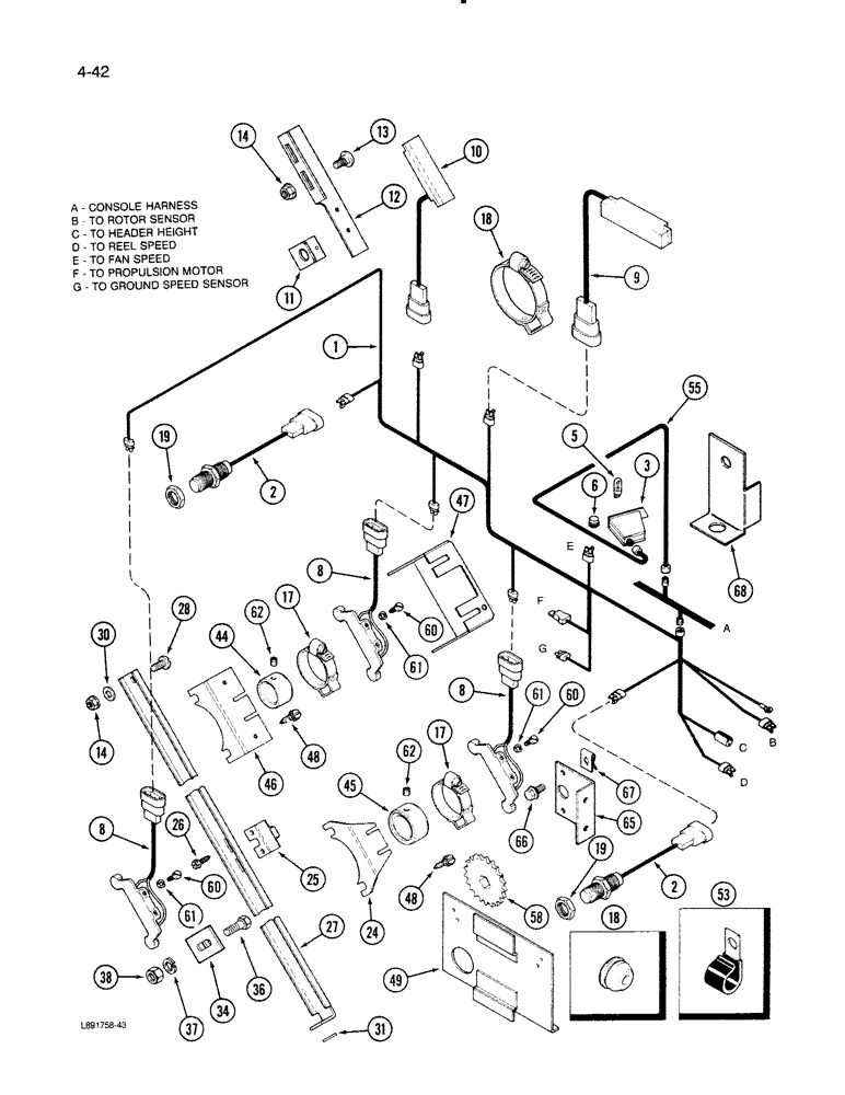 Схема запчастей Case IH 1670 - (4-42) - SHAFT SPEED MONITOR CONTROL, COMBINE WITH STRAW CHOPPER (06) - ELECTRICAL