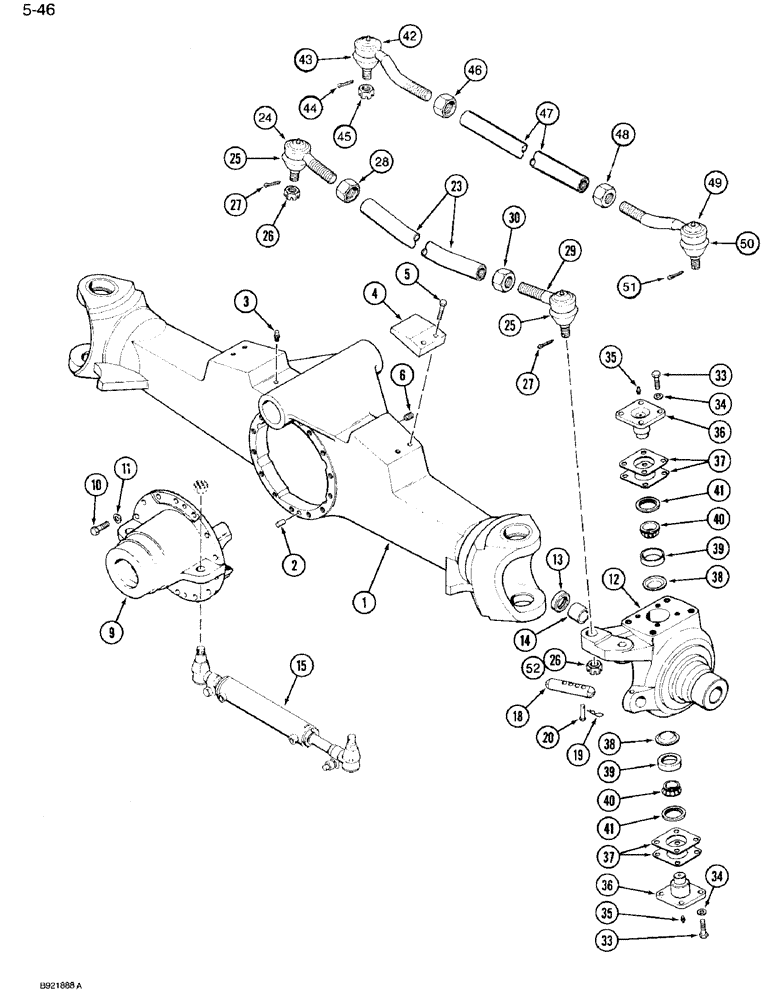 Схема запчастей Case IH 7120 - (5-46) - FRONT AXLE HOUSING, STEERING KNUCKLE AND TIE ROD, MFD TRACTOR (05) - STEERING