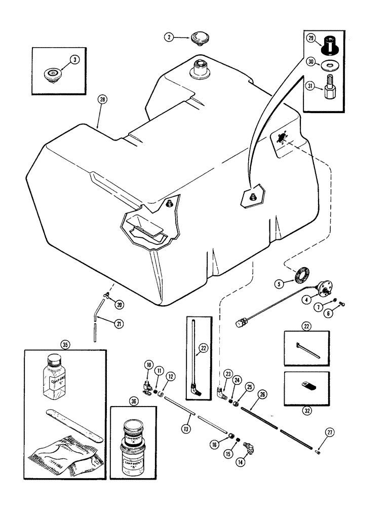 Схема запчастей Case IH 1370 - (056) - FUEL TANK AND LINES, USED PRIOR TO P.I.N. 8815047 (03) - FUEL SYSTEM