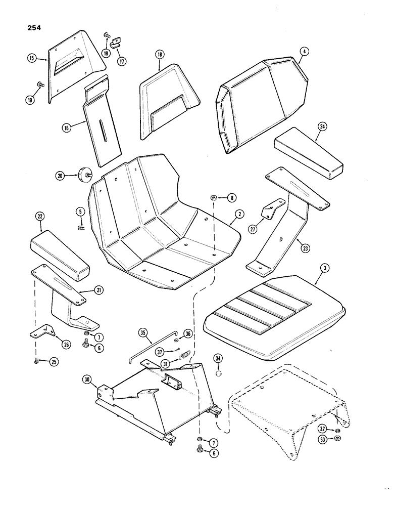Схема запчастей Case IH 1270 - (254) - AGRI-KING SEAT, VINYL, WITHOUT CAB, USED PRIOR TO TRACTOR SERIAL NUMBER 8693001 (09) - CHASSIS/ATTACHMENTS