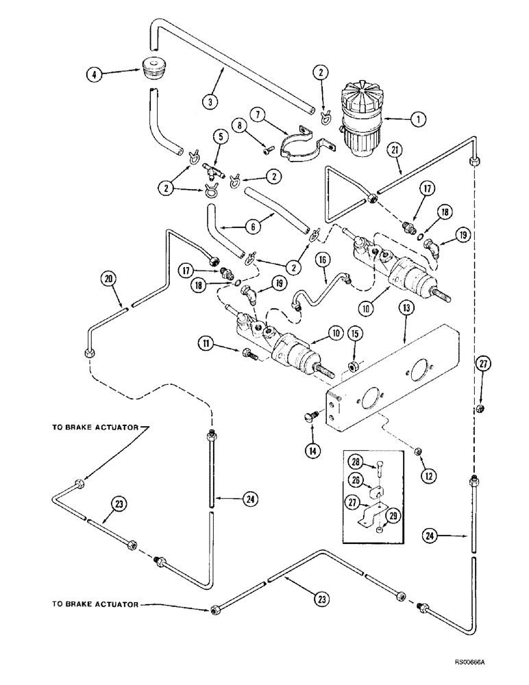 Схема запчастей Case IH 1680 - (7-10) - MASTER BRAKE CYLINDER RESERVOIR (5.1) - BRAKES