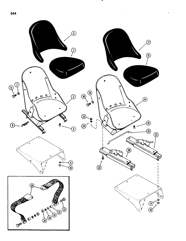 Схема запчастей Case IH 1070 - (0544) - BUCKET SEAT (09) - CHASSIS/ATTACHMENTS