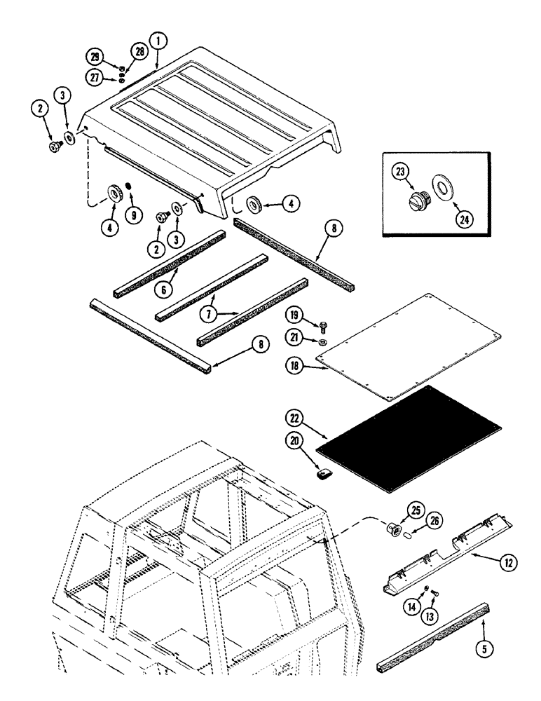 Схема запчастей Case IH 2096 - (9-410) - CAB AND ROPS FRAME, ROOF CAP (09) - CHASSIS/ATTACHMENTS