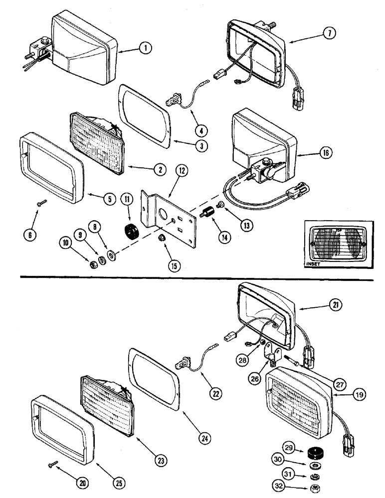 Схема запчастей Case IH 8910 - (4-040) - LAMP ASSEMBLIES (LOWER FRONT FLOOD LAMP AND FENDER FLOOD LAMP) (04) - ELECTRICAL SYSTEMS