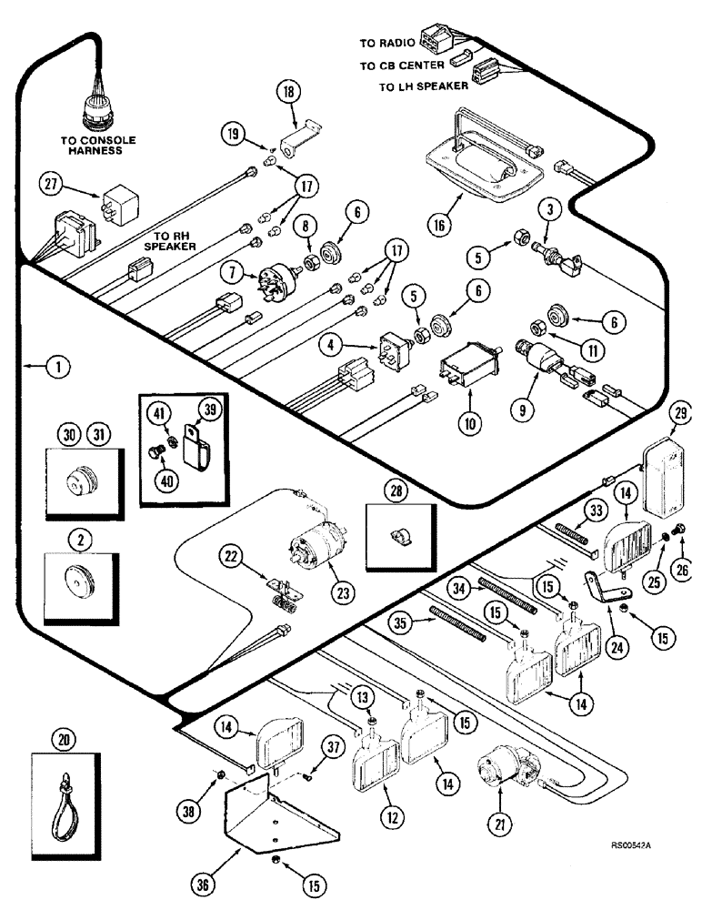 Схема запчастей Case IH 1680 - (4-12) - CAB ROOF HARNESS (06) - ELECTRICAL