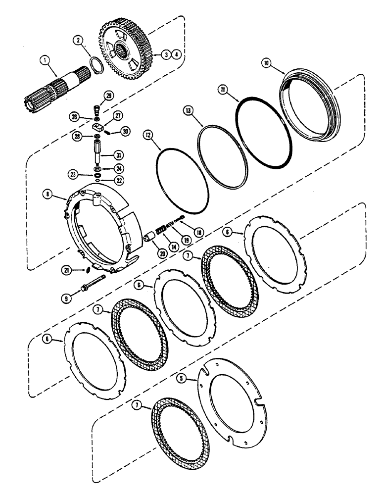 Схема запчастей Case IH 2390 - (6-196) - DIFFERENTIAL, SHAFT AND BRAKE MECHANISM (06) - POWER TRAIN