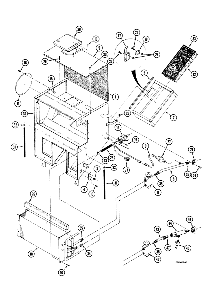 Схема запчастей Case IH 9150 - (9-092) - AIR CONDITIONER AND HEATER MODULE, EXTERNAL COMPONENTS, CAB (09) - CHASSIS/ATTACHMENTS