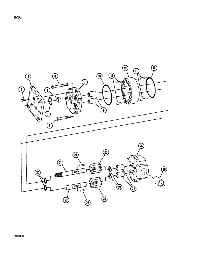 Схема запчастей Case IH 9270 - (6-030) - POWER SHIFT TRANSMISSION ASSEMBLY LUBE PUMP ASSEMBLY (06) - POWER TRAIN